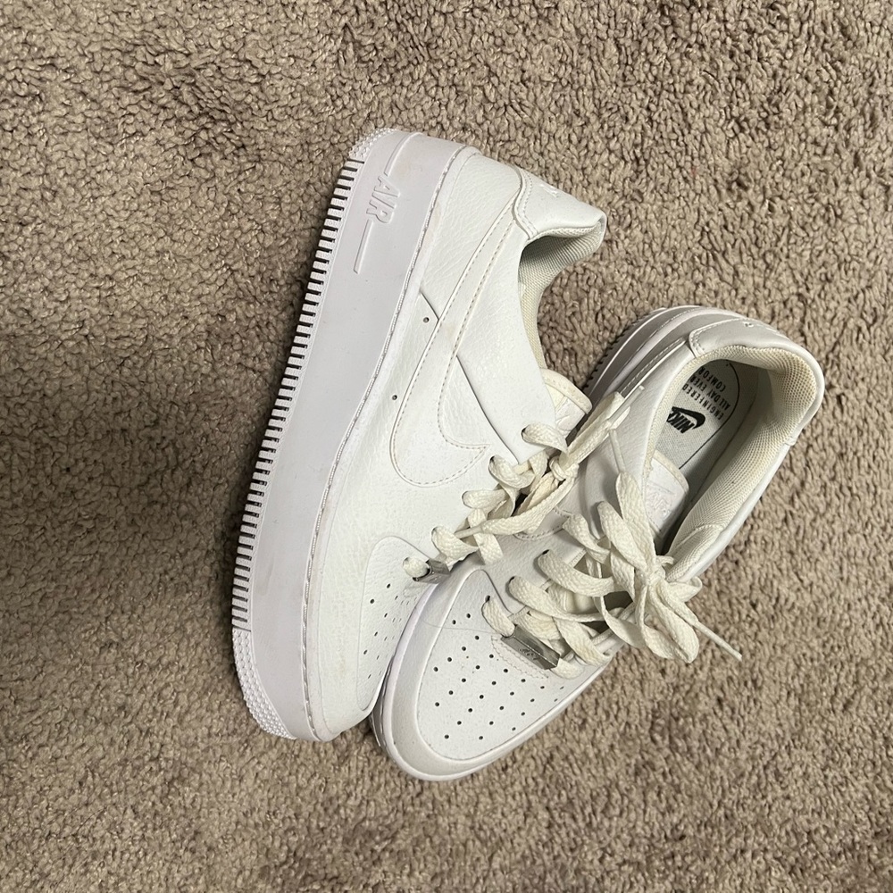 White Leather Platform Air Force 1’s